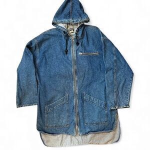 Vtg Corniche Oversized Denim Jacket XL 90s Grunge Unisex Workwear Hoodie